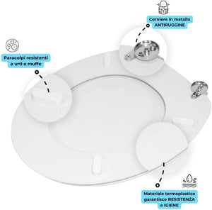 SEDILE WC BIANCO CON CERNIERE