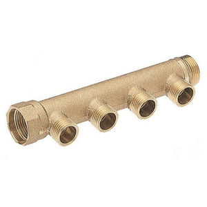 COLLETTORE PER RISCALDAMENTO OTTONE GIALLO 3/4" MF 4VIE