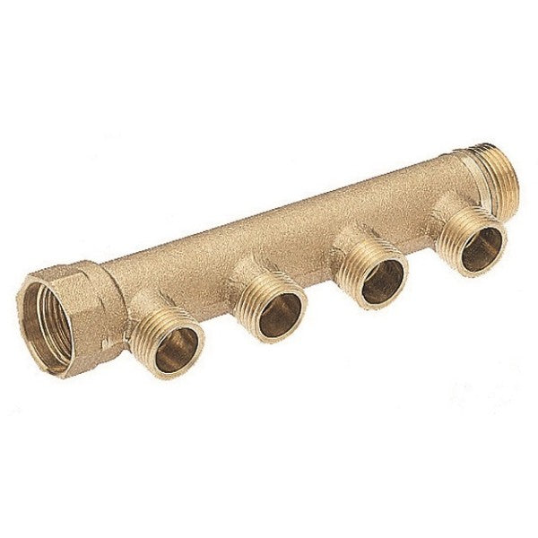 COLLETTORE PER RISCALDAMENTO OTTONE GIALLO 3/4" MF 4VIE