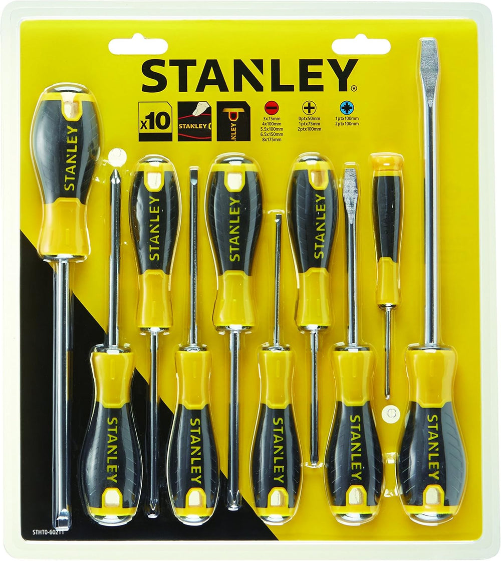 SET CACCIAVITI STANLEY ESSENTIAL DA 10 PEZZI CON IMPUGNATURA SOFT-GRIP