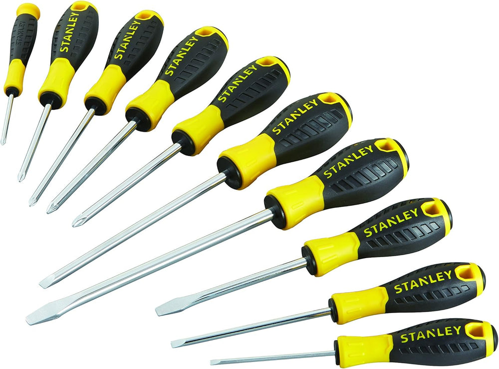 SET CACCIAVITI STANLEY ESSENTIAL DA 10 PEZZI CON IMPUGNATURA SOFT-GRIP