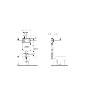 Geberit-cassetta wc da incasso mod. sigma8 cm per sanitari a terra e filo muro