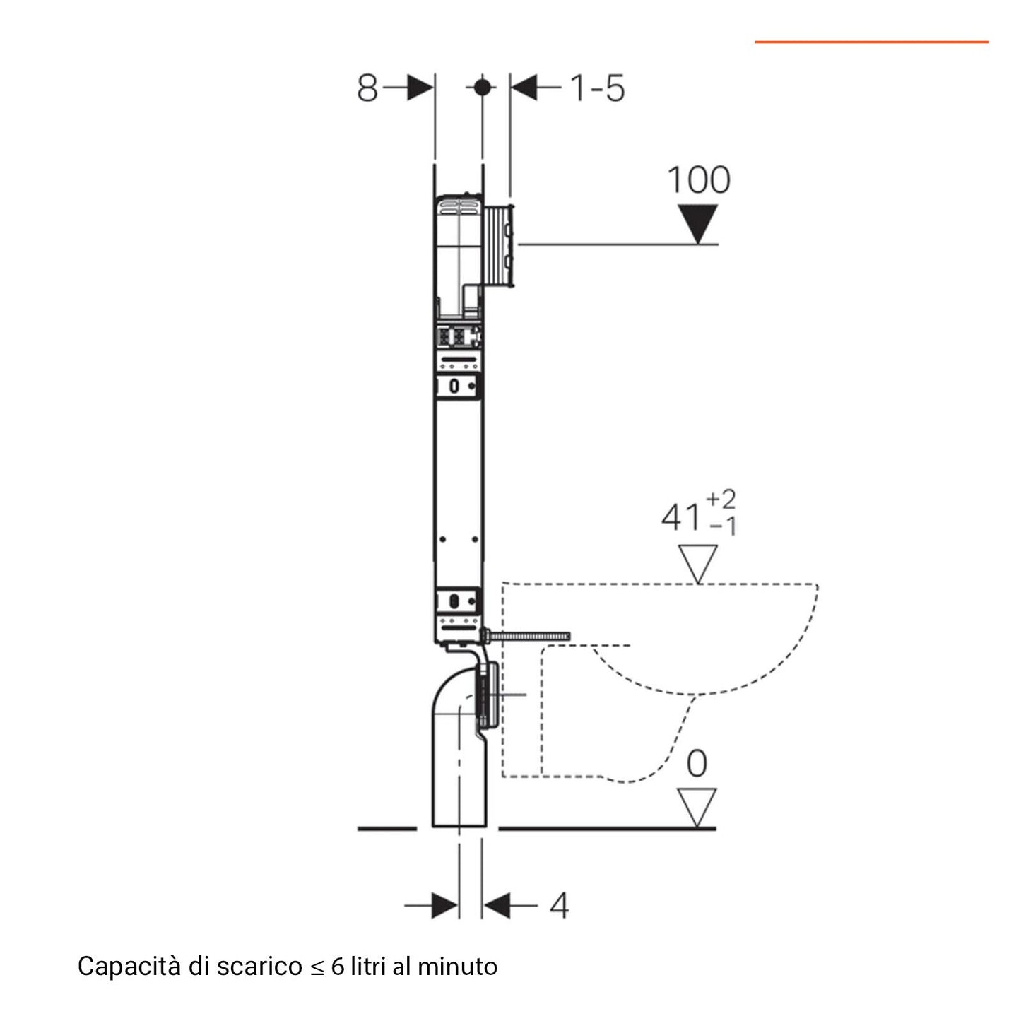 Geberit-cassetta wc da incasspo mod. sigma combifix 8cm per vaso sospeso