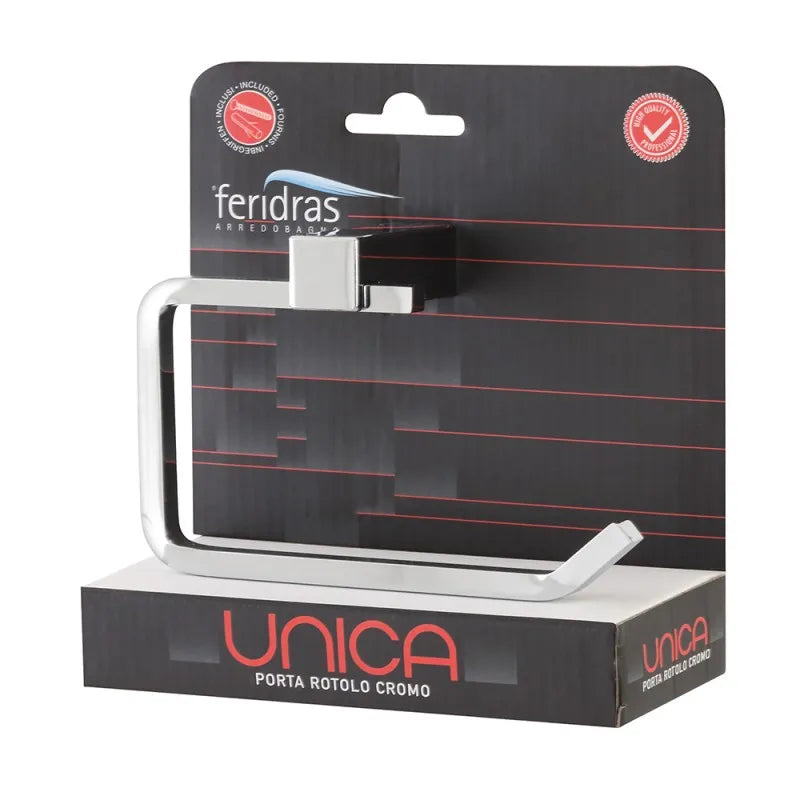 Linea unica-porta carta a muro da bagno cromato con piastrine in acciaio