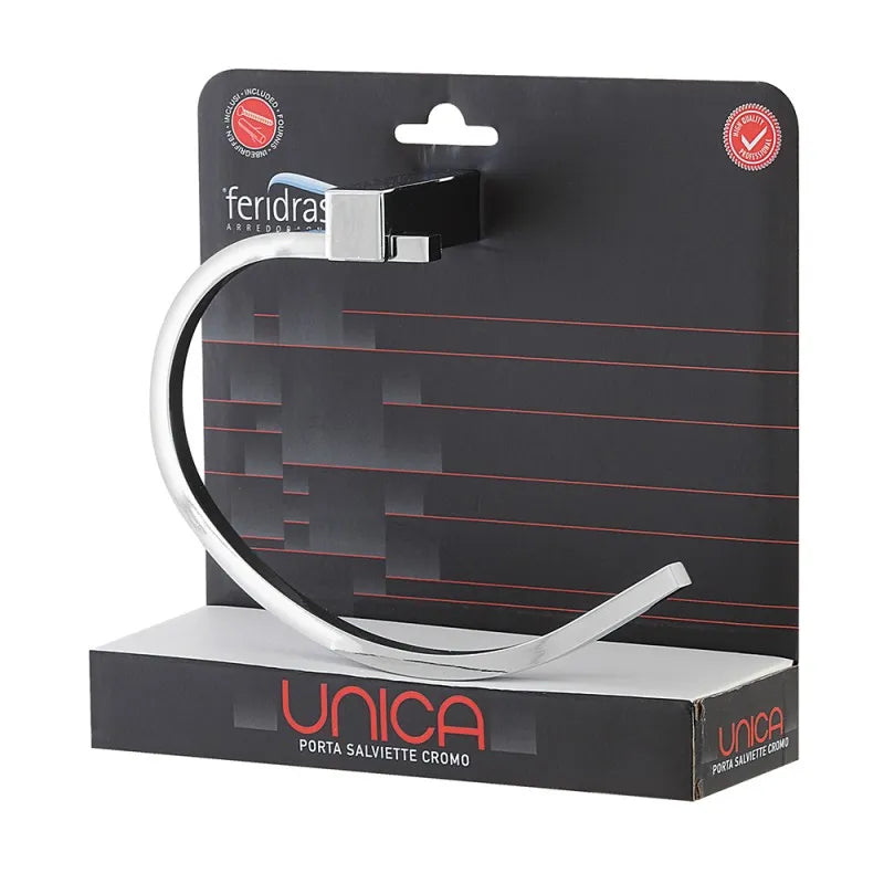 Linea unica-porta salviette sagomato a muro da bagno cromato in acciaio