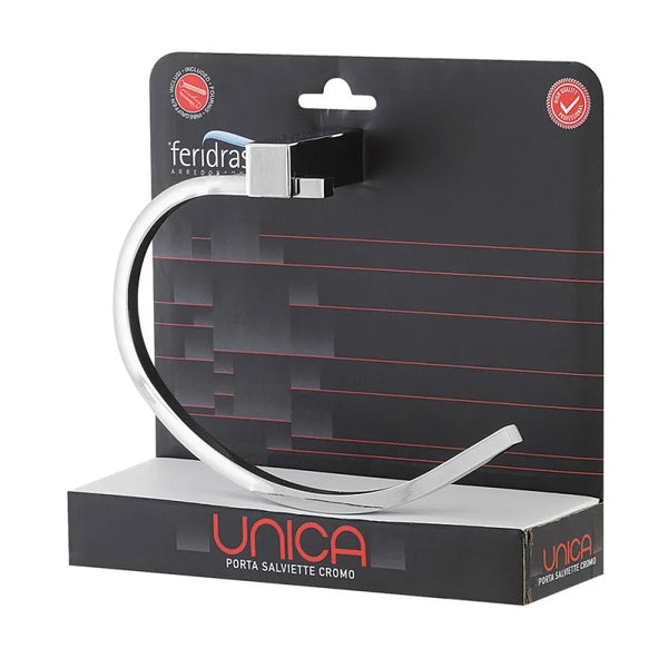 Linea unica-porta salviette sagomato a muro da bagno cromato in acciaio