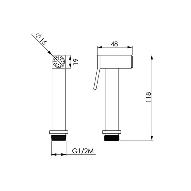 Doccetta quadra idroscopino-doccia bidet cromato